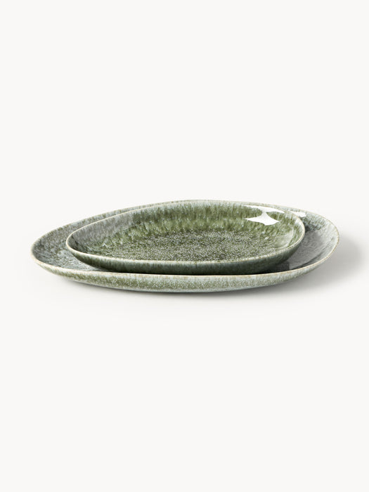 Handmade Organic Shaped Serving Plates Macey Set of 2