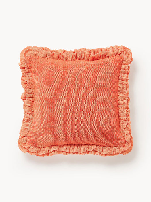 Pansy Knitted Cushion Cover with Ruffles