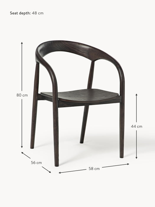 Ash Wood Dining Chair Camille with Armrests
