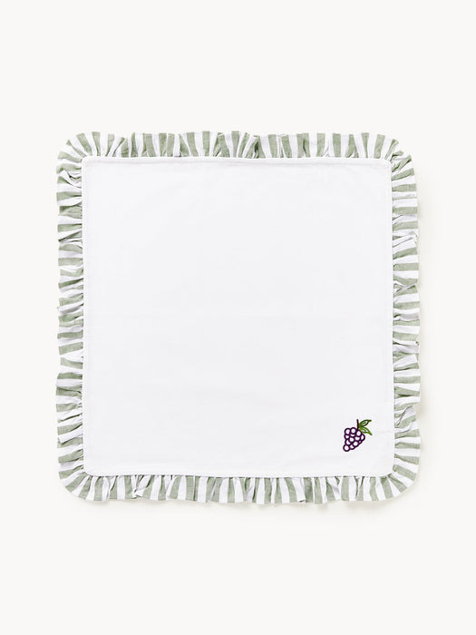 Melony Cloth Napkins with Embroidered Motifs and Ruffles, Set of 4