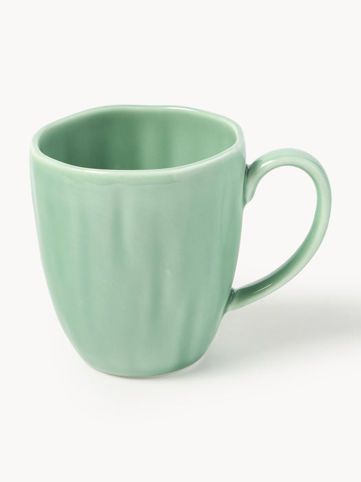 Porcelain Mugs Sali with Embossed Pattern Set of 4