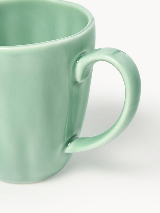 Porcelain Mugs Sali with Embossed Pattern Set of 4