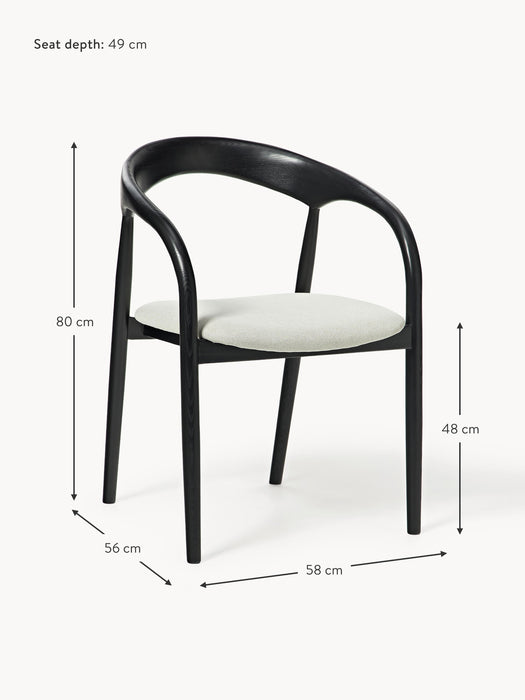 Ash Wood Dining Chair Camille with Seat Cushion