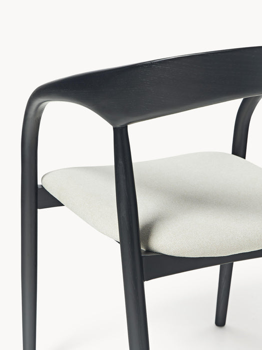 Ash Wood Dining Chair Camille with Seat Cushion