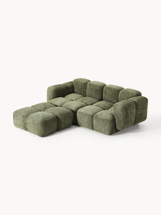 Modular Teddy-Boucl Sofa Tayla 2-seater with Ottoman leftright