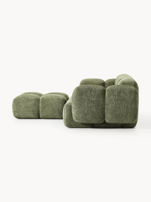 Modular Teddy-Boucl Sofa Tayla 2-seater with Ottoman leftright