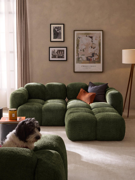 Modular Teddy-Boucl Sofa Tayla 2-seater with Ottoman leftright