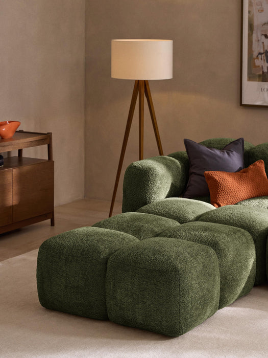 Modular Teddy-Boucl Sofa Tayla 2-seater with Ottoman leftright