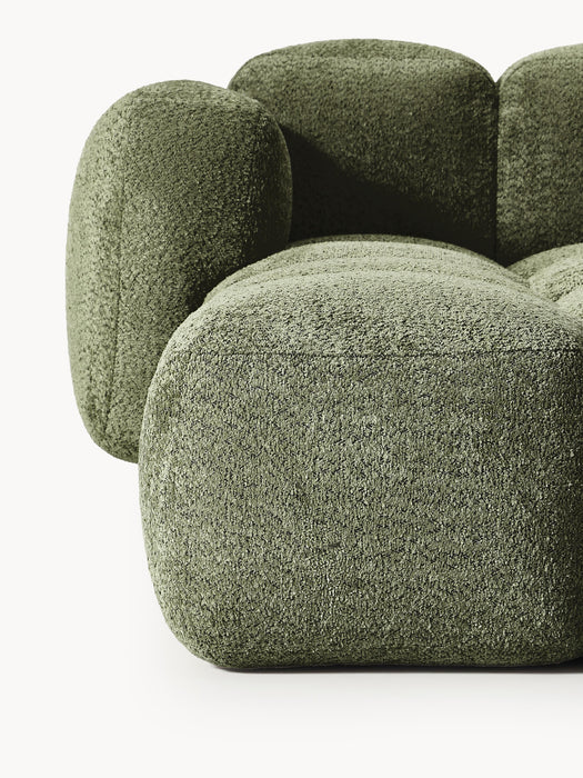 Modular Teddy-Boucl Sofa Tayla 2-seater with Ottoman leftright