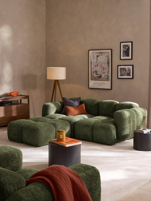 Modular Teddy-Boucl Sofa Tayla 2-seater with Ottoman leftright