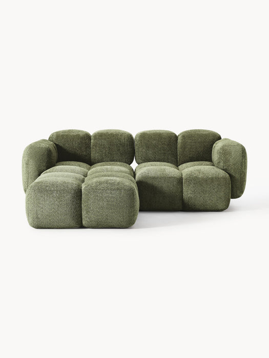 Modular Teddy-Boucl Sofa Tayla 2-seater with Ottoman leftright