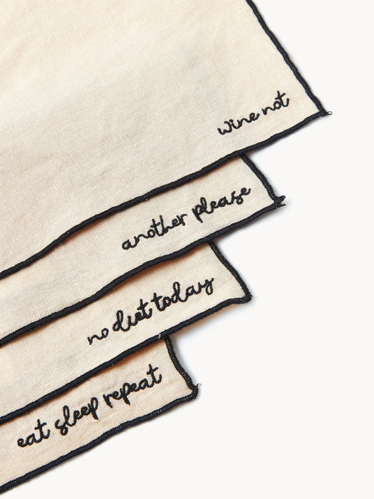 Embroidered Linen Napkins Cosmo, Set of 4