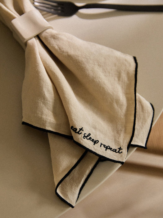 Embroidered Linen Napkins Cosmo Set of 4