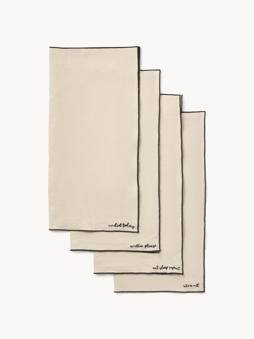 Embroidered Linen Napkins Cosmo, Set of 4