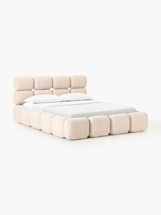 Upholstered Boucl Bed Tayla with Storage Space