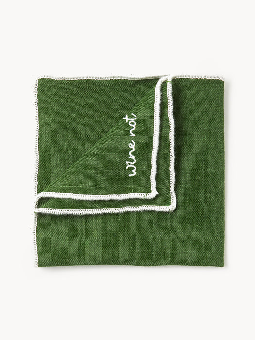 Embroidered Linen Cocktail Napkins Cosmo Set of 4