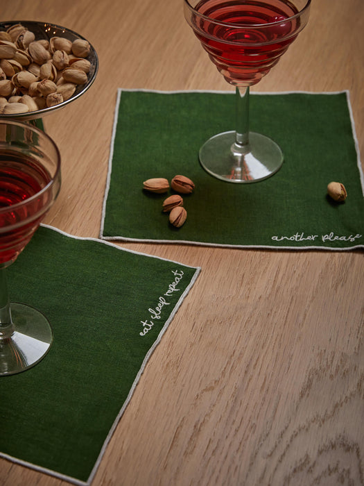 Embroidered Linen Cocktail Napkins Cosmo Set of 4