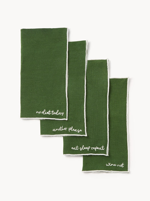 Embroidered Linen Cocktail Napkins Cosmo Set of 4