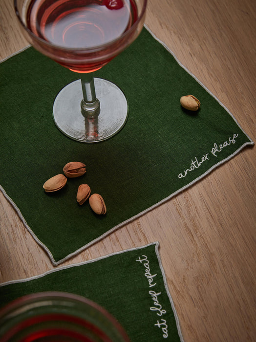 Embroidered Linen Cocktail Napkins Cosmo Set of 4