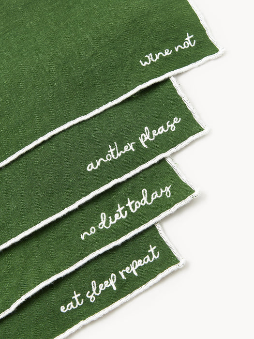 Embroidered Linen Cocktail Napkins Cosmo Set of 4