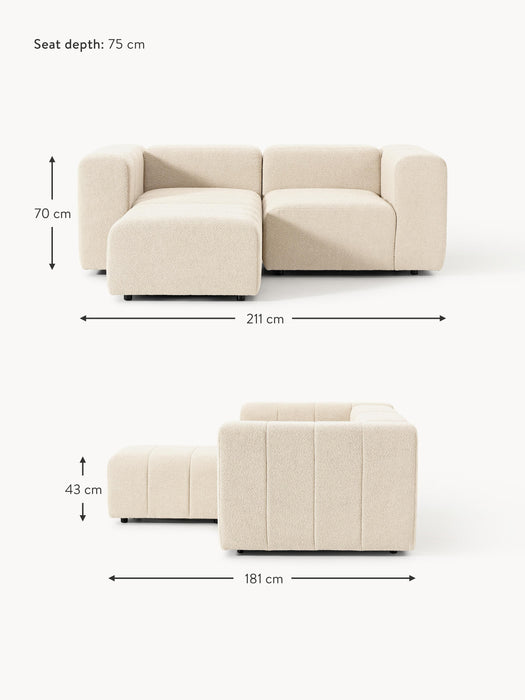 Boucl Modular Sofa Lena 2-seater with Ottoman leftright