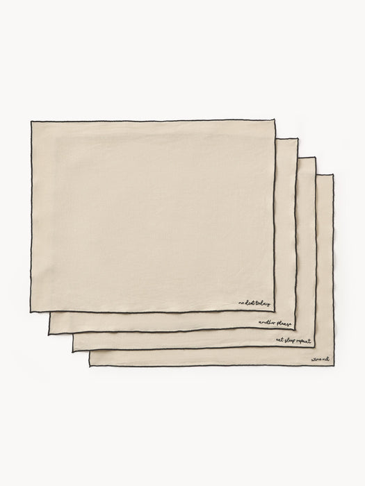 Embroidered Linen Placemats Cosmo Set of 4