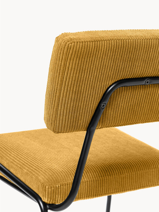 Upholstered Corduroy Chairs Mats Set of 2
