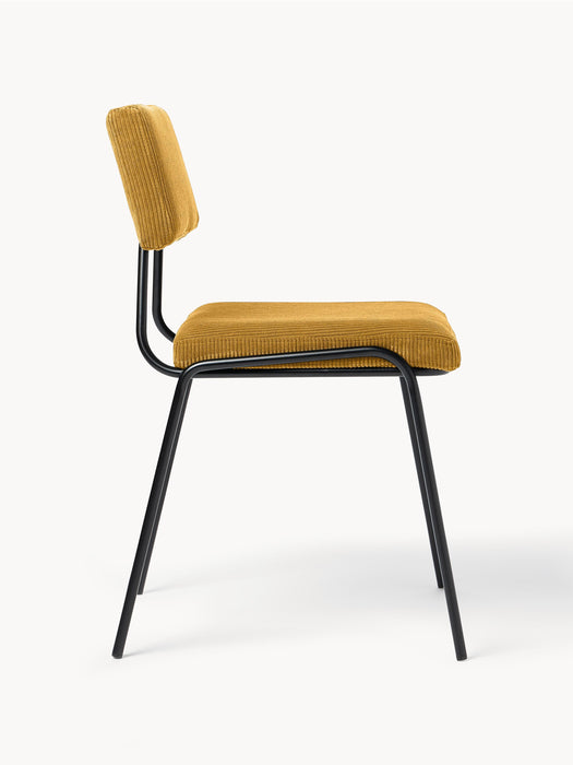 Upholstered Corduroy Chairs Mats Set of 2