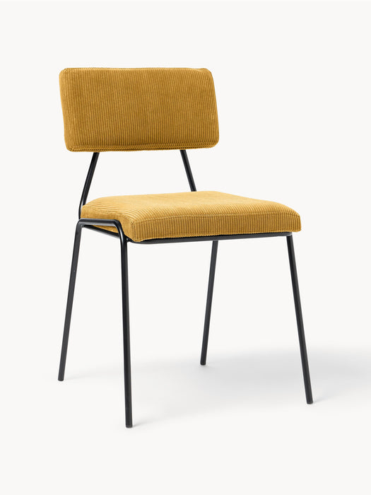 Upholstered Corduroy Chairs Mats Set of 2