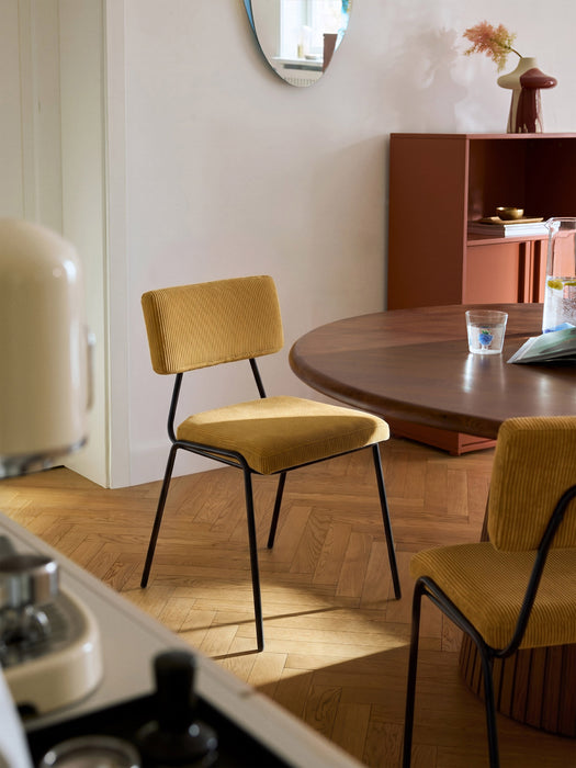 Upholstered Corduroy Chairs Mats Set of 2