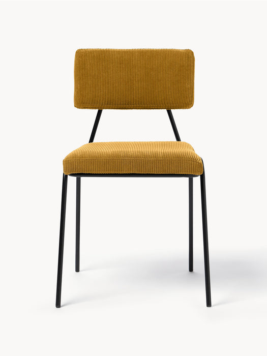 Upholstered Corduroy Chairs Mats Set of 2