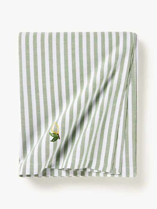 Striped Tablecloth Melony with Embroidered Motifs