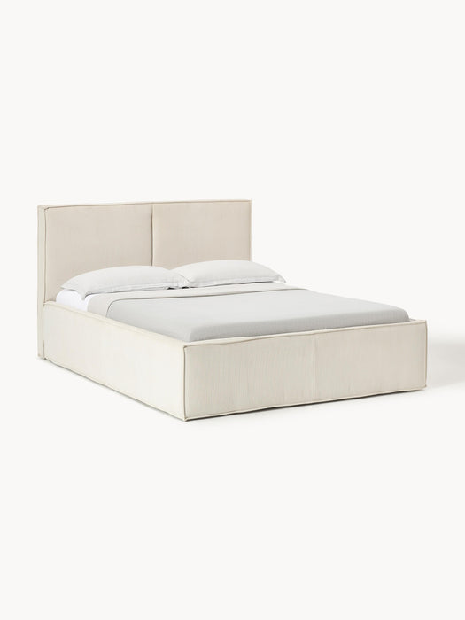 Upholstered Corduroy Bed Dream with Storage Space