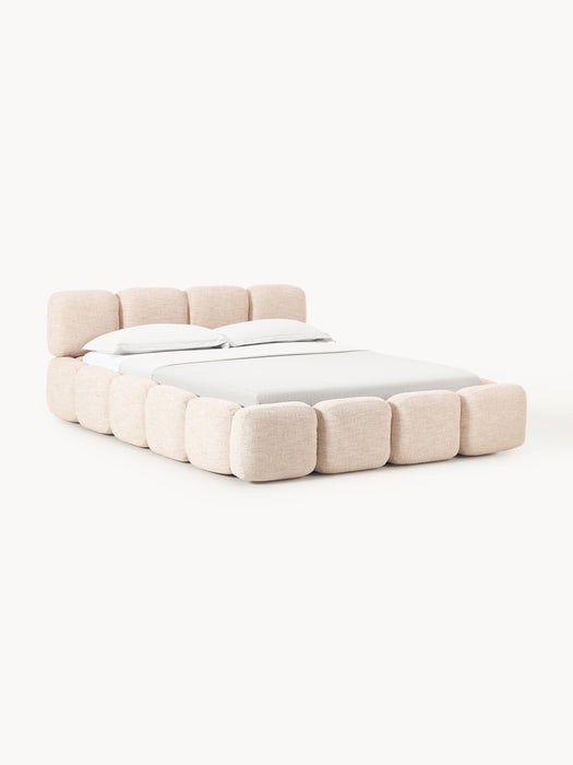 Upholstered Boucl Bed Tayla with Storage Space