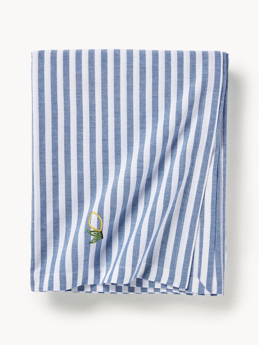 Melony Striped Tablecloth with Embroidered Motifs