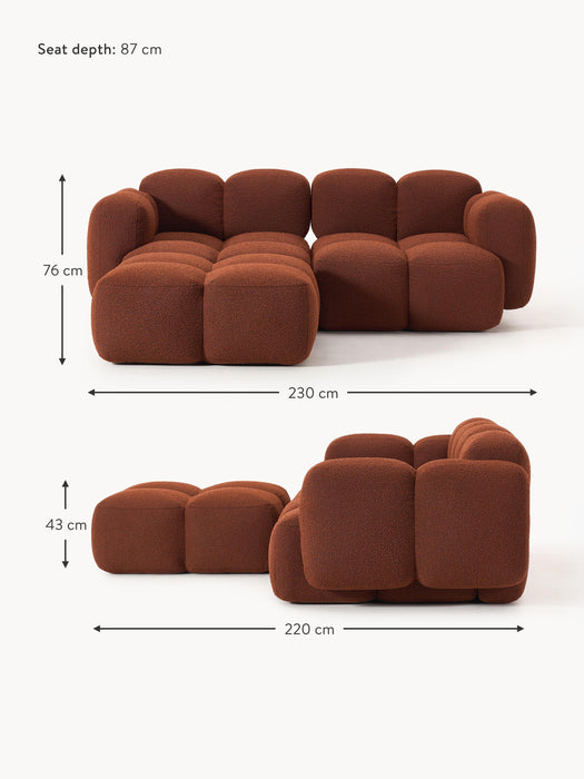 Boucl Modular Sofa Tayla 2-seater with Ottoman leftright