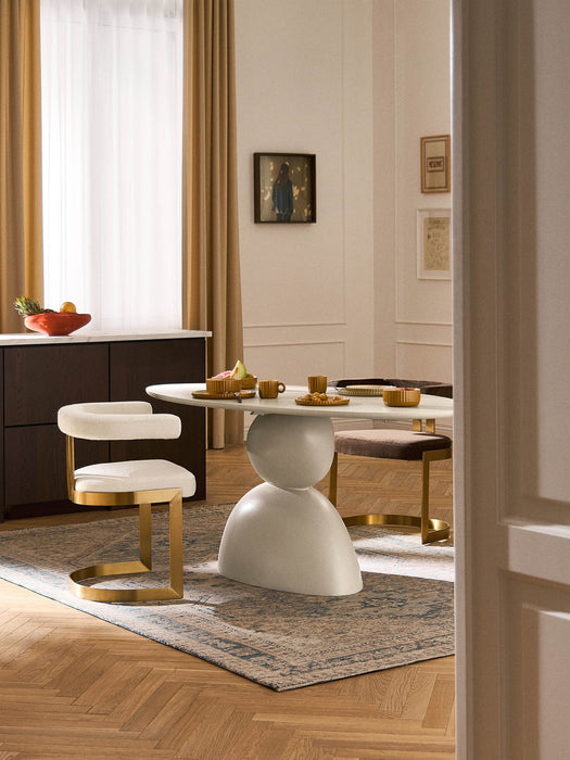 Sahra Oval Dining Table with Organic Design, 180 x 90 cm