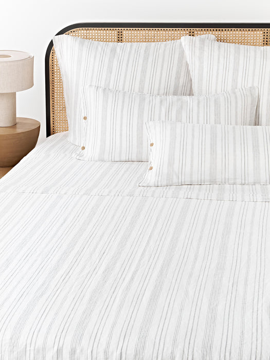 Washed Linen Bed Sheet Telma with Stripes