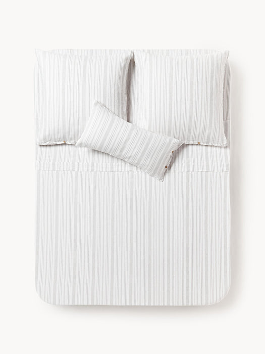 Washed Linen Bed Sheet Telma with Stripes