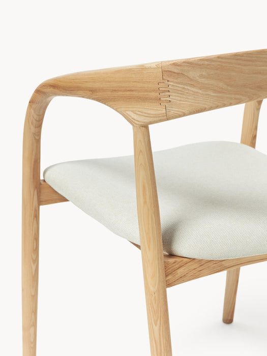 Ash Wood Dining Chair Camille with Seat Cushion