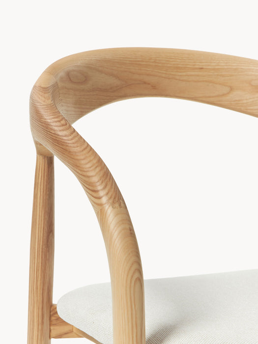 Ash Wood Dining Chair Camille with Seat Cushion