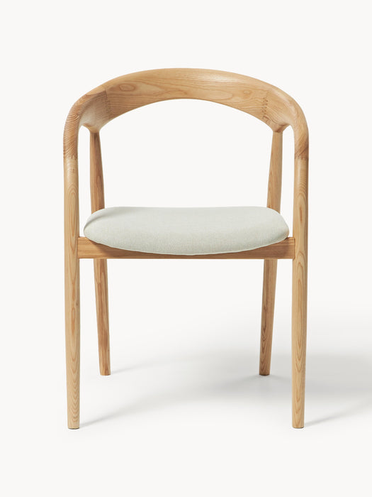 Ash Wood Dining Chair Camille with Seat Cushion