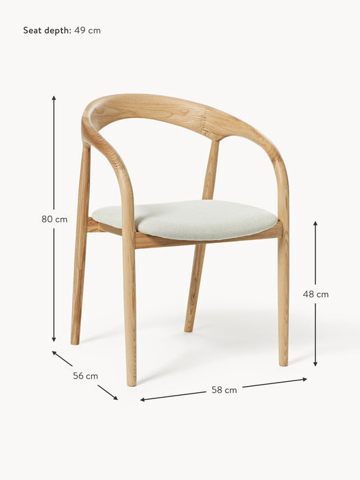 Ash Wood Dining Chair Camille with Seat Cushion