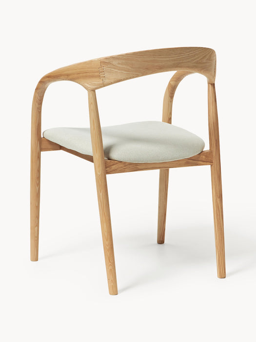 Ash Wood Dining Chair Camille with Seat Cushion
