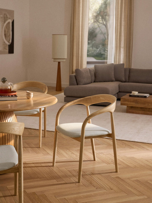 Camille Ash Wood Dining Chair with Seat Cushion