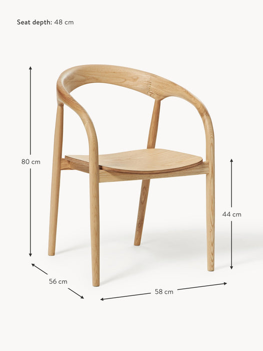 Ash Wood Dining Chair Camille with Armrests