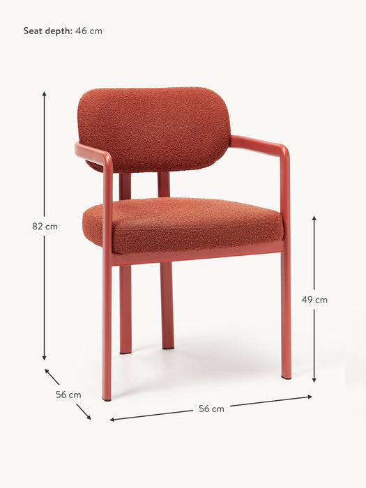 Upholstered Boucl Dining Chair Adrien with Armrests