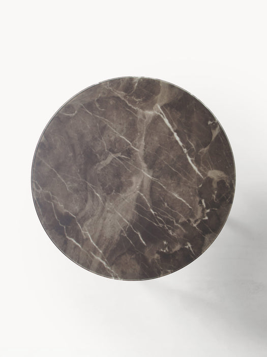 Antigua Round Side Table with Marble Effect Glass Top