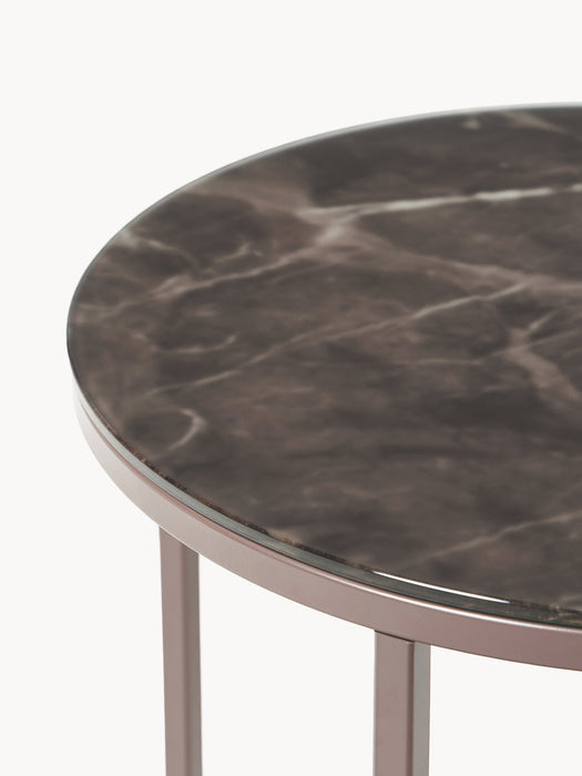 Antigua Round Side Table with Marble Effect Glass Top