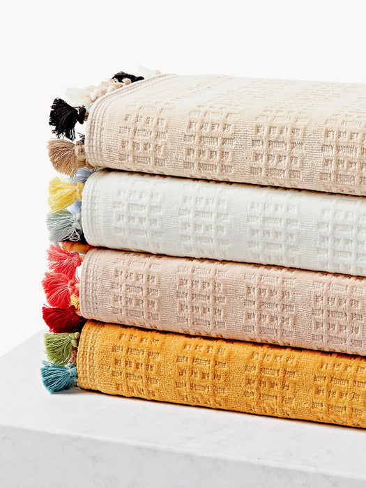 Tallulah Velour Towel Set with Decorative Fringes, in various set sizes
